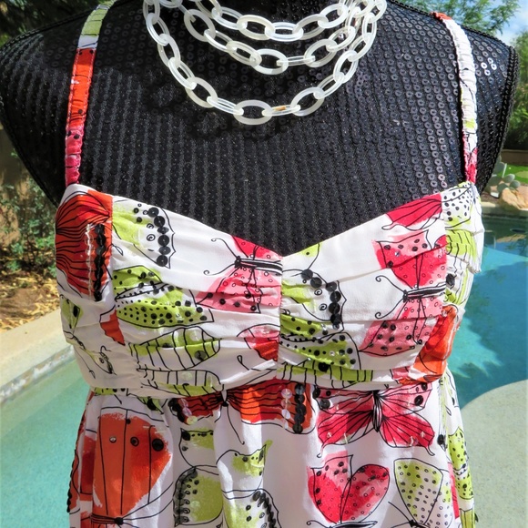 Nanette Lepore Silk Butterfly Dress Size 6 - Picture 3 of 7